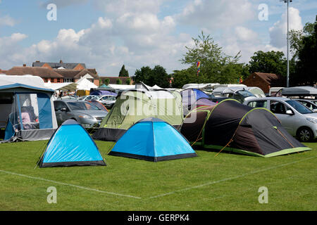 Camping at Warwick Folk Festival site, Warwick, UK Stock Photo