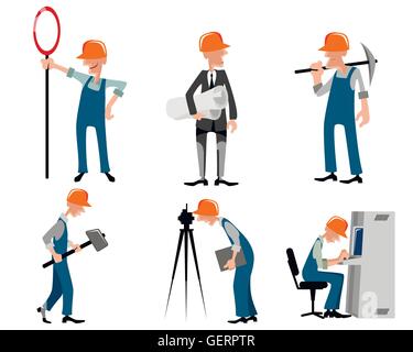 Vector illustration image of a six builders set Stock Vector