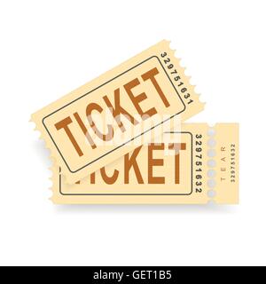 A pair of vintage tickets with a tear line and a tear part. No transparency. Ticket isolated illustration. Vector Stock Vector