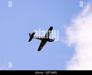 An RAF Tucano T1 Pilot Training Turboprop Aircraft In Flight Over Yorkshire Dales National Park England United Kingdom UK Stock Photo