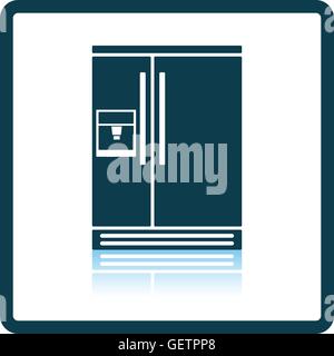 Wide refrigerator icon. Shadow reflection design. Vector illustration. Stock Vector