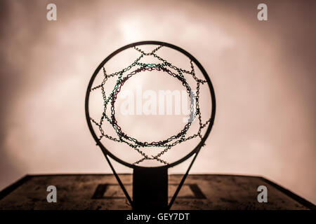 Basketball backboard and the stormy sky background Stock Photo - Alamy