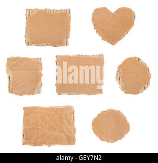 Set of cardboard with torn edges isolated on white Stock Photo