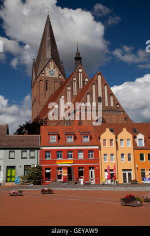 geography / travel, Germany, Mecklenburg-West Pomerania, Barth, marketplace, church St. Marien, Stock Photo