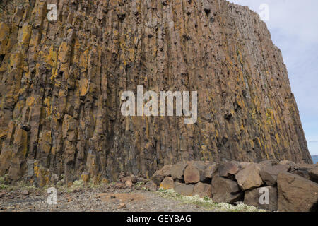 Basalt columnar rock formation,  Stykkisholmur Stock Photo