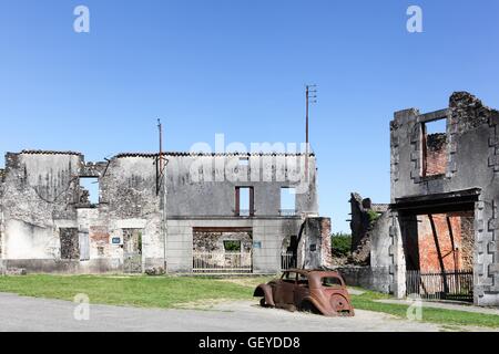 Destroyed village of Oradour sur Glane in June 1944, France Stock Photo