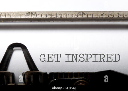 Get inspired printed on an old typewriter Stock Photo