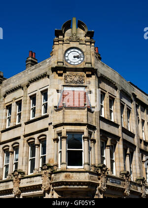 Clock on the Former Yorkshire Penny Bank at the Corner of Market Hill and Eldon Street in Barnsley South Yorkshire England Stock Photo