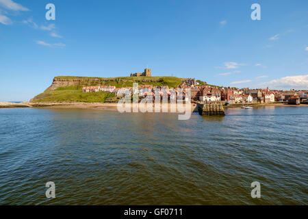 The church of Saint Mary overlooking Whitby Harbour, North Yorkshire, UK on a summer afternoon Stock Photo