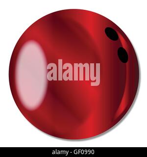 A red bowling ball over a white background Stock Vector