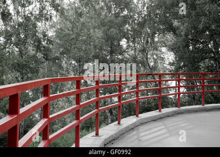 red fence on the park Stock Photo