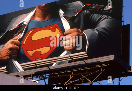 Teaser ad billboard for the movie Superman with Christopher Reeve in 1978 Stock Photo