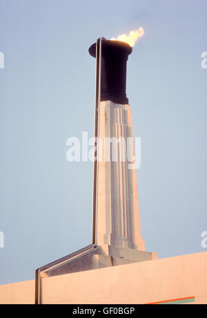 Olympic flame at L.A. Memorial Coliseum during 1984 Olympic Games in Los Angeles. Stock Photo