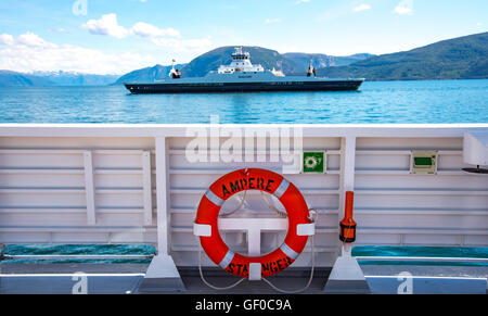 Express passenger ferry boat. Sognefjorden Fiord, Sognog, Fjordane, Norway, Scandanavia, European Stock Photo