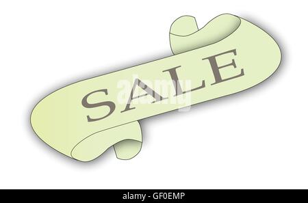 A scroll with the text SALE isolated on white. Stock Vector