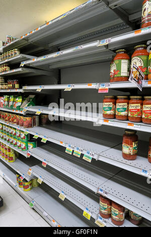 Empty Grocery Shelves Stock Photo