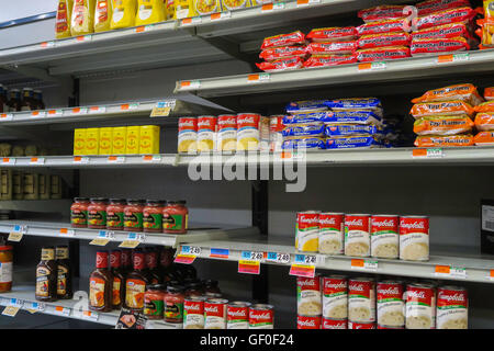 Empty Grocery Shelves Stock Photo