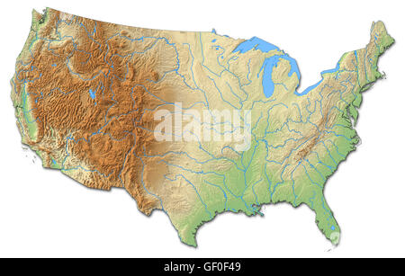 USA, shaded relief map Stock Photo - Alamy