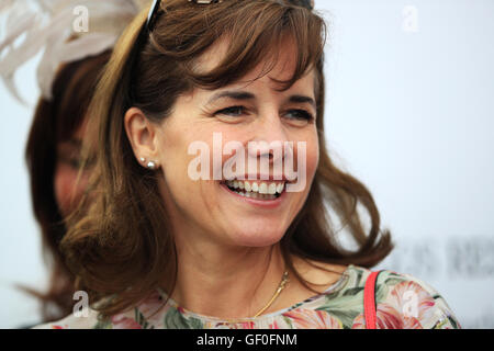 Darcey Bussell before presenting the winner's trophy for the Magnolia Cup charity race during Ladies Day on day three of The Qatar Goodwood Festival, Goodwood. Stock Photo