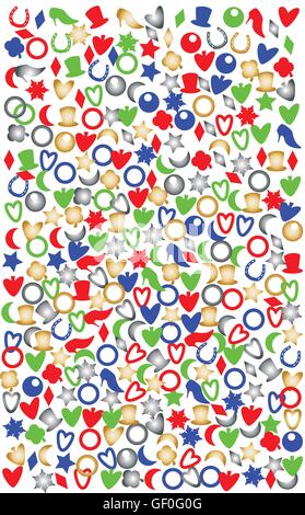 A confetti filled page over a white background. Stock Vector