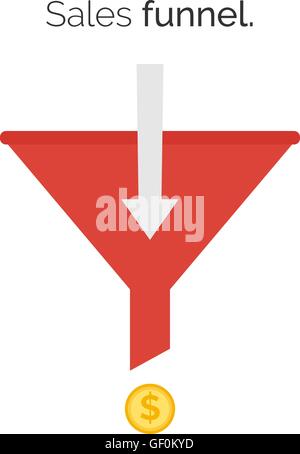 Sales lead funnel flat icon with arrows for presentation apps and websites Stock Vector