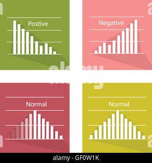 Flat Icons, Illustration Collection of Gaussian Bell Chart or Normal Distribution Curve and Not Normal Distribution Curve. Stock Vector