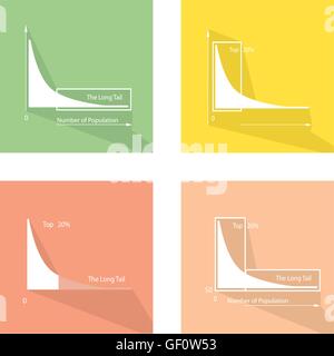 Charts and Graphs, Illustration Collection of Fat Tailed and Long Tailed Distributions Chart Label. Stock Vector