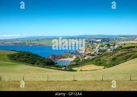 View of Hope Cove and Thurlestone from Bolt Tail. South Hams. Devon UK Stock Photo