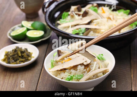 matsutake gohan, rice cooked with matsutake mushroom, japanese food Stock Photo