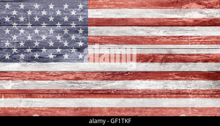 american flag painted on wooden texture Stock Photo