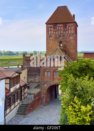 Elbtor Gate with Roßfurt alley in Tangermuende, Germany Stock Photo