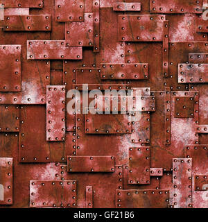 red rusty fix wall. grunge metal background and texture. 3d illustration. Stock Photo