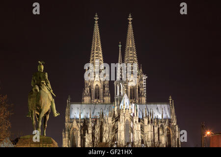 Equestrian statue of Emperor William II., Cologne Cathedral, Cologne, Germany Stock Photo