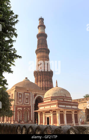 Tower Qutb Minar and Qutb complex, Delhi, India Stock Photo