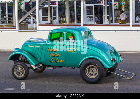 1933 Willys Coupe 'Willys Green' 460bhp Gasser on track at the 2015 Goodwood Revival, Sussex, UK. Stock Photo