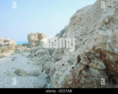 Megali Petra Is One Of The Most Beautiful Wild Beach In Lefkada, Greece Stock Photo