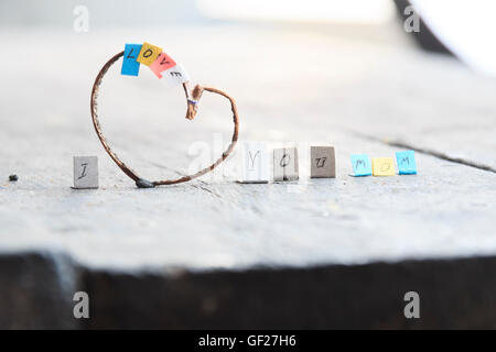 text I Love You Mom for Happy Mothers Day celebration. Stock Photo
