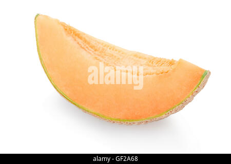 Cantaloupe melon slice isolated on white Stock Photo