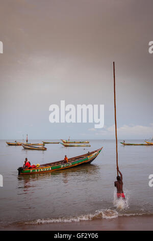 Yongoro, Sierra Leone - June 03, 2013: West Africa, the beaches of Yongoro in front of Freetown Stock Photo