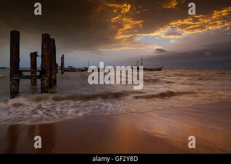 Yongoro, Sierra Leone - June 03, 2013: West Africa, the beaches of Yongoro in front of Freetown Stock Photo