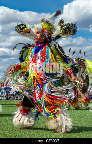 Native American man dancing at powwow. Stock Photo