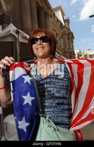 Philadelphia, USA. 27th July, 2016. Susan Lobas of Baltimore, Maryland visited Philadelphia, Pennsylvania for the day with fellow Democrats supporting HIllary Clinton on July 27, 2016. Credit:  John Orvis/Alamy Live News Stock Photo