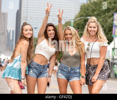 Chicago, Illinois, USA. 28th July, 2016. Female fans attend Lollapalooza Music Festival at Grant Park in Chicago, Illinois Credit:  Daniel DeSlover/ZUMA Wire/Alamy Live News Stock Photo