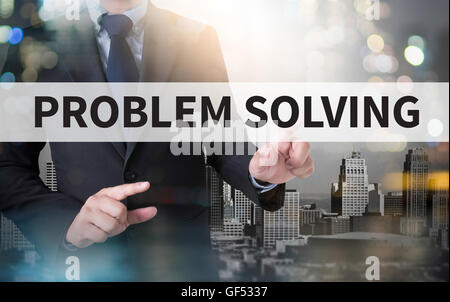 PROBLEM SOLVING and businessman working with modern technology Stock Photo