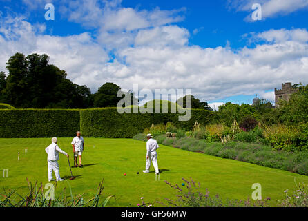 People playing croquet at Levens Hall, South Lakeland, Cumbria, England UK