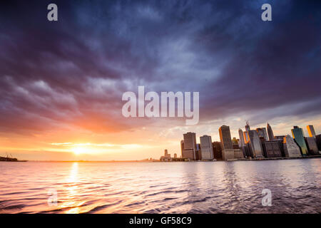 Manhattan skyline across the East River in New York City. Stock Photo