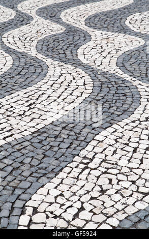 Portuguese street stone art with basalt stone Stock Photo