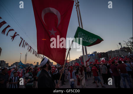 Thousands of pro government Akp supporters gather to celebrate a failed coup attempt Taksim Square Istanbul Turkey Stock Photo