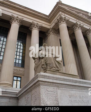 The National Archives building in Washington DC is one of the most impressive structures in the city. Stock Photo