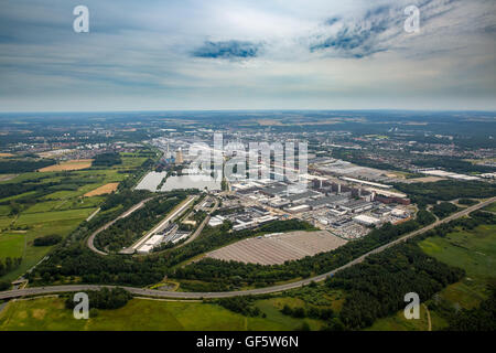 Aerial view, Volkswagen factory Wolfsburg Autostadt, exhaust scandal of Volkswagen Group, View from north-west, Lower Saxony, Stock Photo